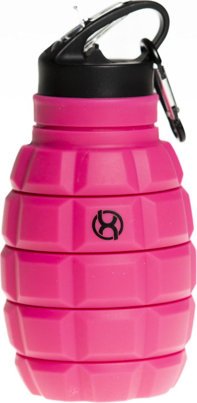 BrainMax Grenade bottle, skládací silikonová lahev na vodu, 580 ml Barva: Zářivě zelená Obrázek