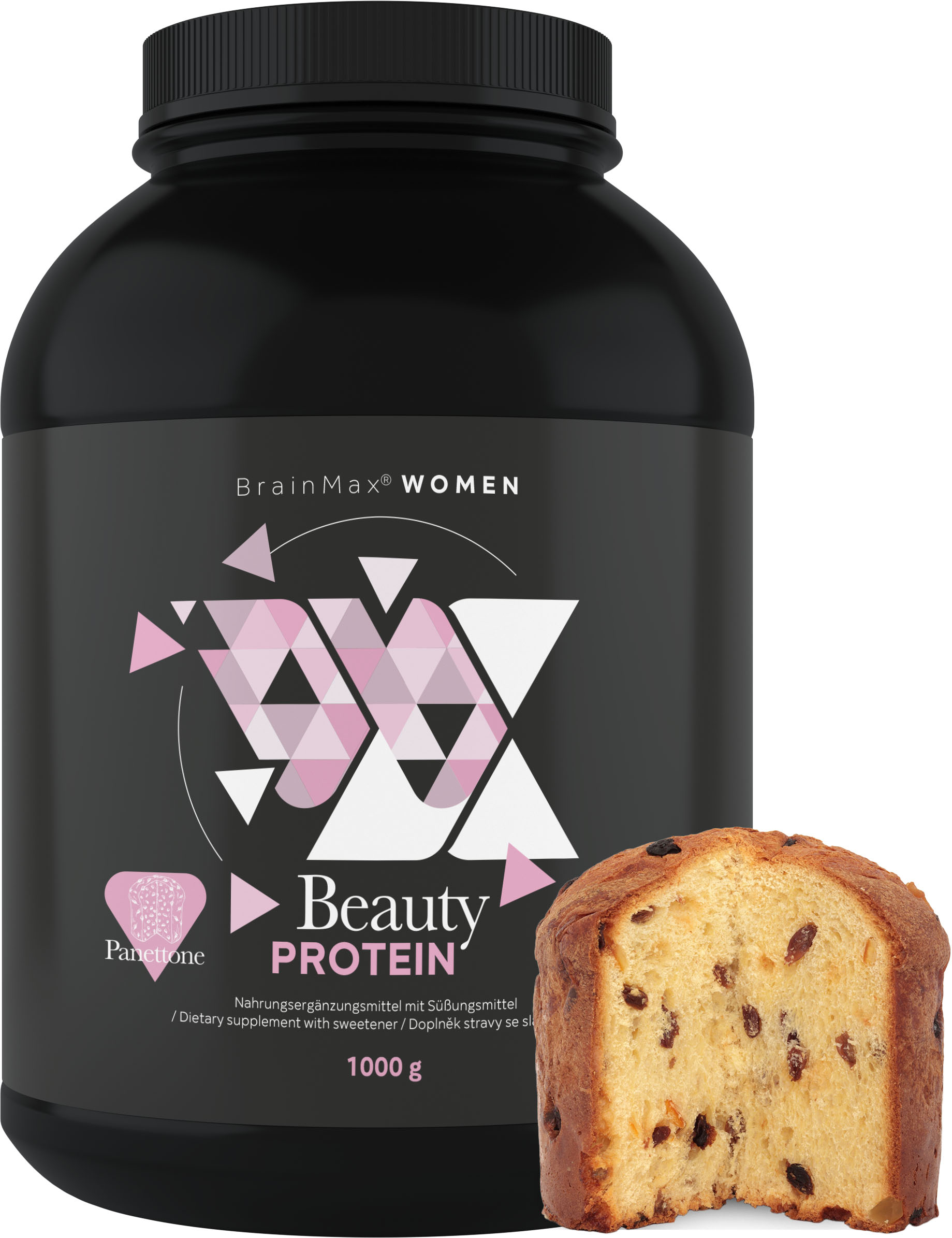 BrainMax Women Beauty Protein, protein pro ženy s kolagenem, keratinem a vitamíny, 1000 g Příchuť: Panettone Obrázek