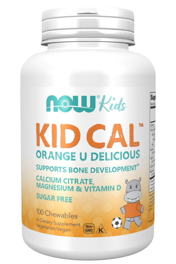 Now® Foods NOW Kid Cal, Orange, Vápník, Hořčík, Vitamín D pro děti, 100 bonbónů Obrázek
