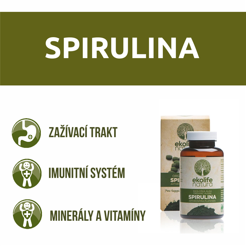 Ekolife Natura - Algae Spirulina Organic 240 tablet (Bio řasa spirullina) Obrázek