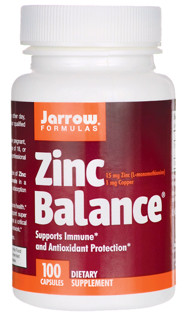 Jarrow Formulas Zinc Balance, L-methionin zinek L-OptiZinc + měď, 15mg, 100 kapslí Obrázek