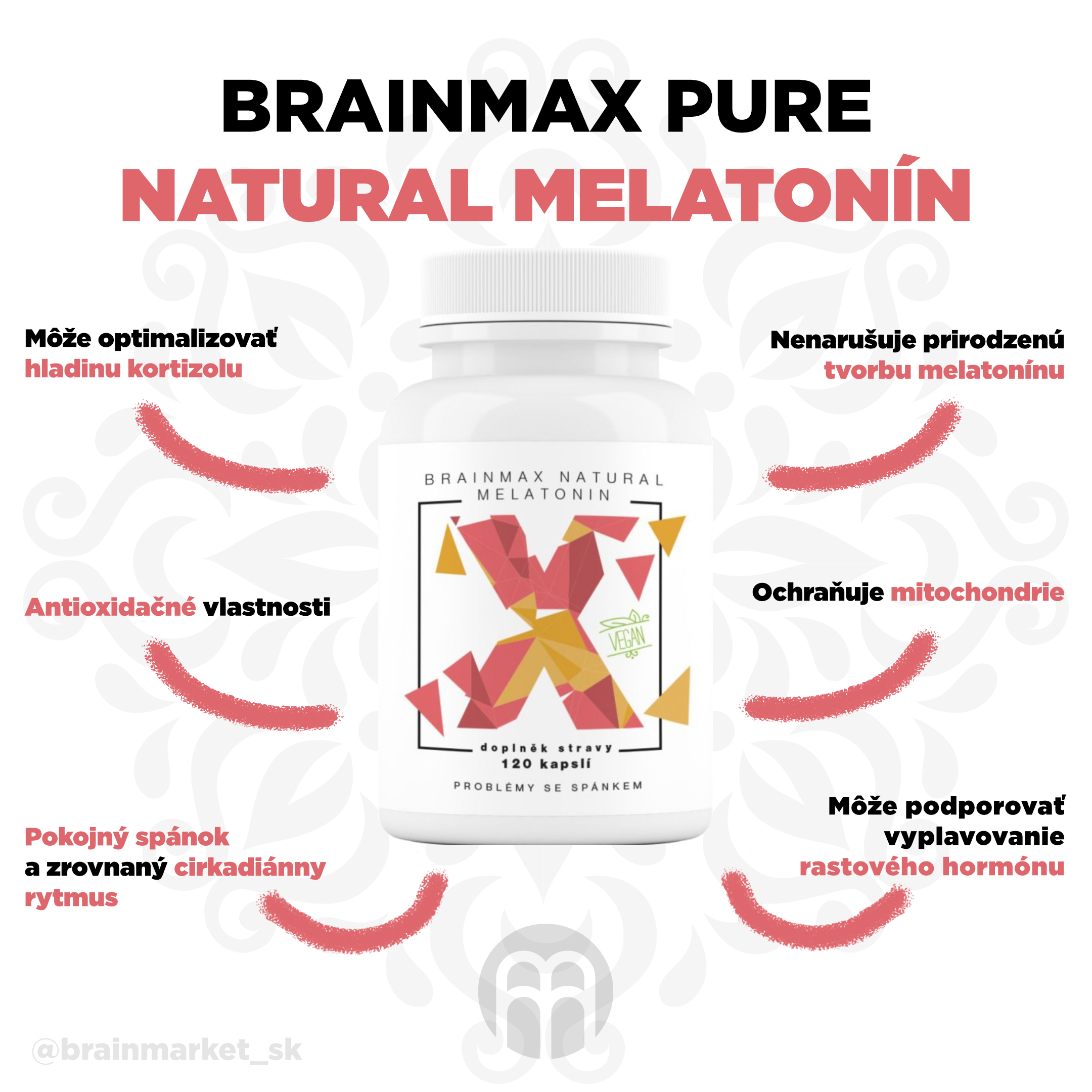 BrainMax Natural Melatonin, 120 rostlinných kapslí Obrázek