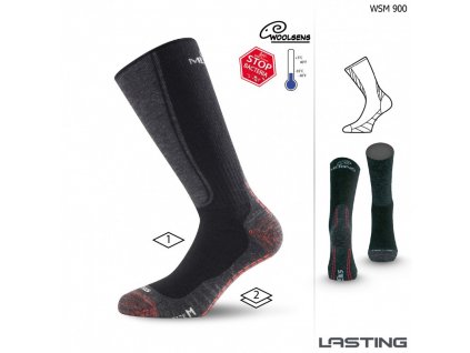 Ponožky Lasting WSM 85% Merino - zimní treking - černé