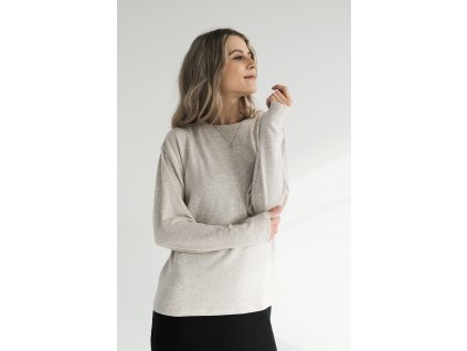 Sweater with round neckline beige (Velikost L)