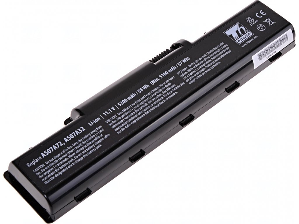 Baterie T6 Power pro Acer Aspire 2930Z-322G25Mn, Li-Ion, 11,1 V, 5200 mAh (58 Wh), černá