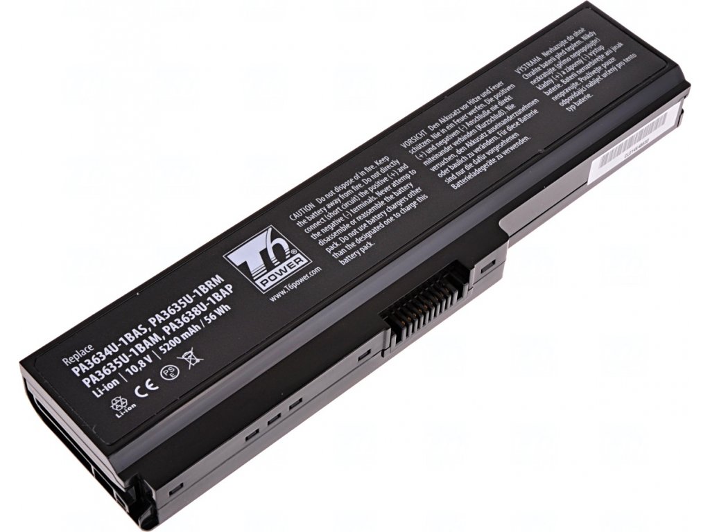 Baterie T6 Power pro Toshiba Satellite Pro L650-1CR, Li-Ion, 10,8 V, 5200 mAh (56 Wh), černá