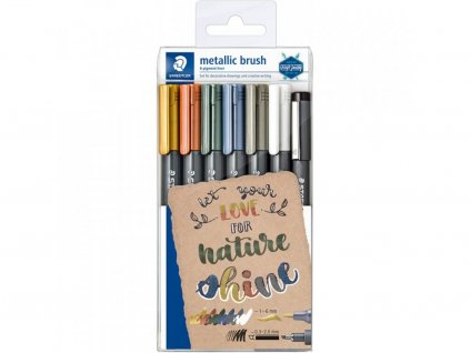 metalicky brush pen stetcove fixy 6 barev