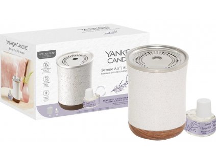 Yankee Candle - přenosný ultrasonický aroma difuzér SERENE AIR + Náplň Lavender & Sea Salt (Levandule a mořská sůl) 17 ml