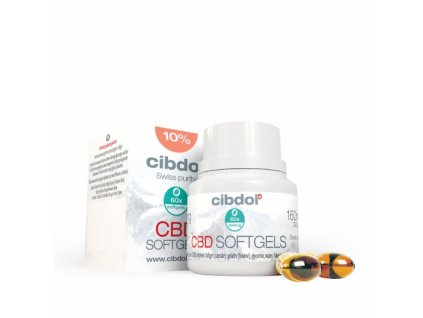 60 CBD kapslí od firmy Cibdol s celkovým obsahem 960 mg CBD v balení
