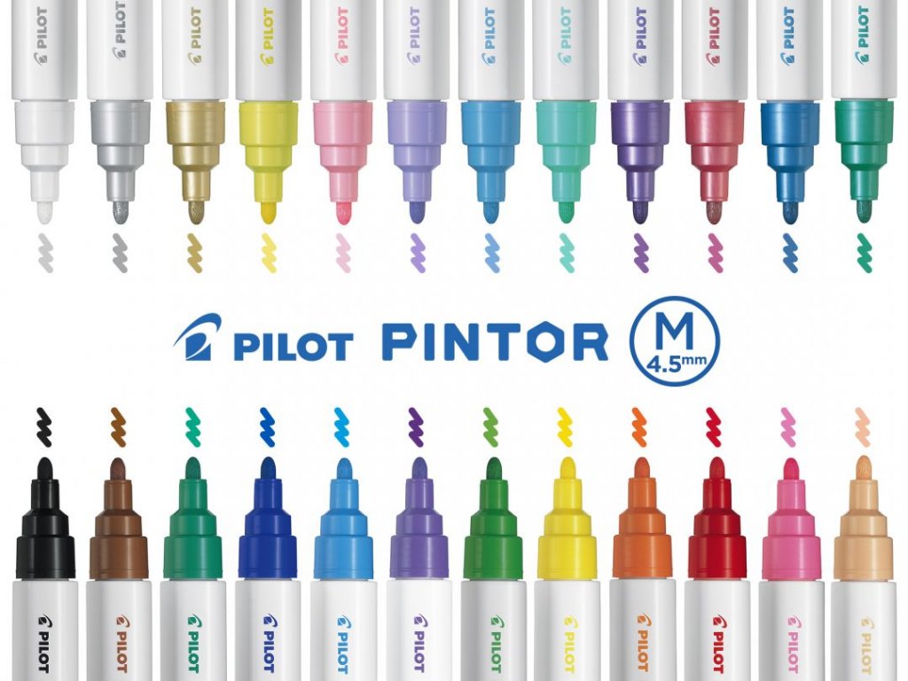 Akrylový popisovač Pilot Pintor M 1,3 mm (Barva Strieborná)