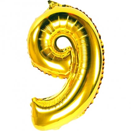 Balónek fóliový narozeniny číslo 9 zlatý 82cm