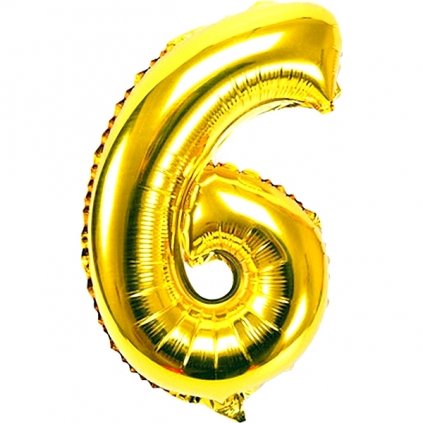 Balónek fóliový narozeniny číslo 6 zlatý 82cm