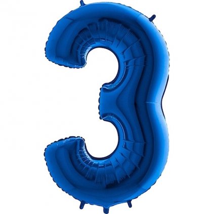 Balónek fóliový narozeniny číslo 3 modrý 82cm