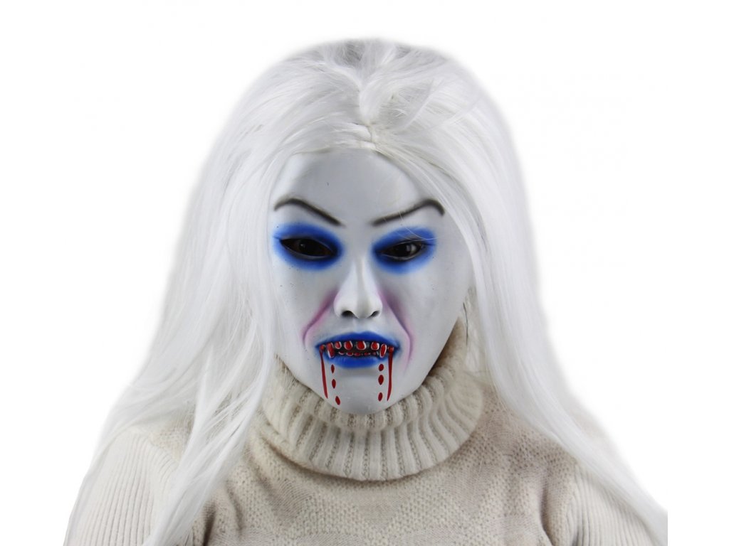 Maska -  Hororová maska Bělovlasá krvácející čarodějnice
