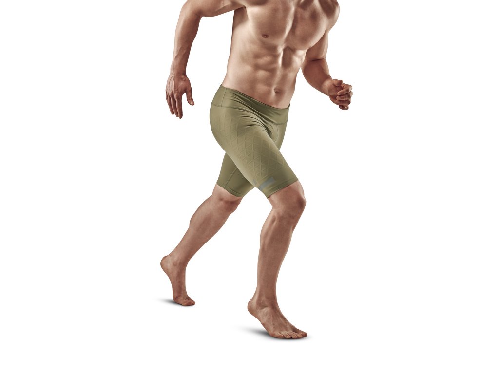 The Run Shorts olive m front model 1536x1536px