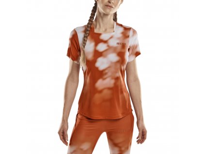 Bloom shirt running short sleeve women W3A3RD ginger white w front crop model 1536x1536px