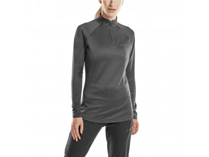 Cold weather zip shirt long sleeve women W3EZ56 black w front crop model web