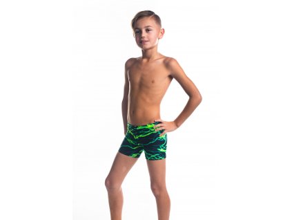 Chlapecké plavky s nohavičkou - černo-zelený vzor