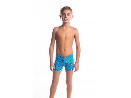 Chlapecké plavky s nohavičkou - tyrkysové se vzorem rybiček