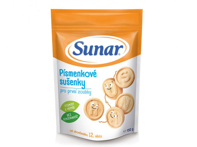 Sunar Písmenkové sušenky pro první zoubky (150 g)