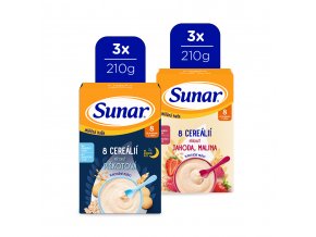 Sunar Mix karton mléčné kaše 8 cereálií (6 x 210 g)