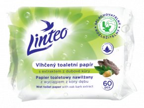 Vlhčený toaletní papír Linteo s extraktem z dubové kůry – 60 ks