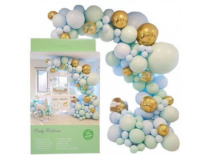 Veľká sada balónikov na girlande zeleno-zlatá 113 ks