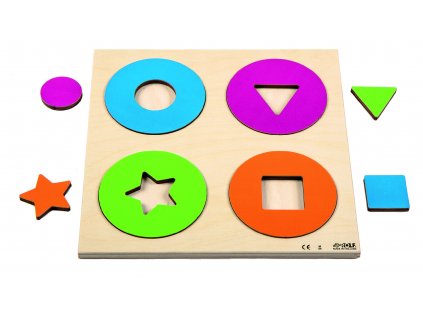 Dřevěné vkládací puzzle kruhy a tvary Rolf Circles and shapes