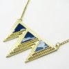 BHR0095B zlaty nahrdelnik trojuhelniky modre