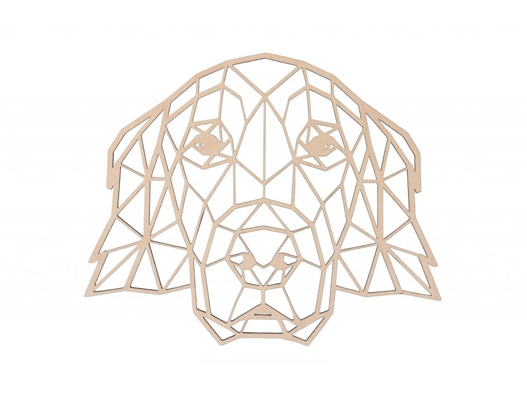 Dřevěný geometrický obraz - Zlatý retrívr 30 cm