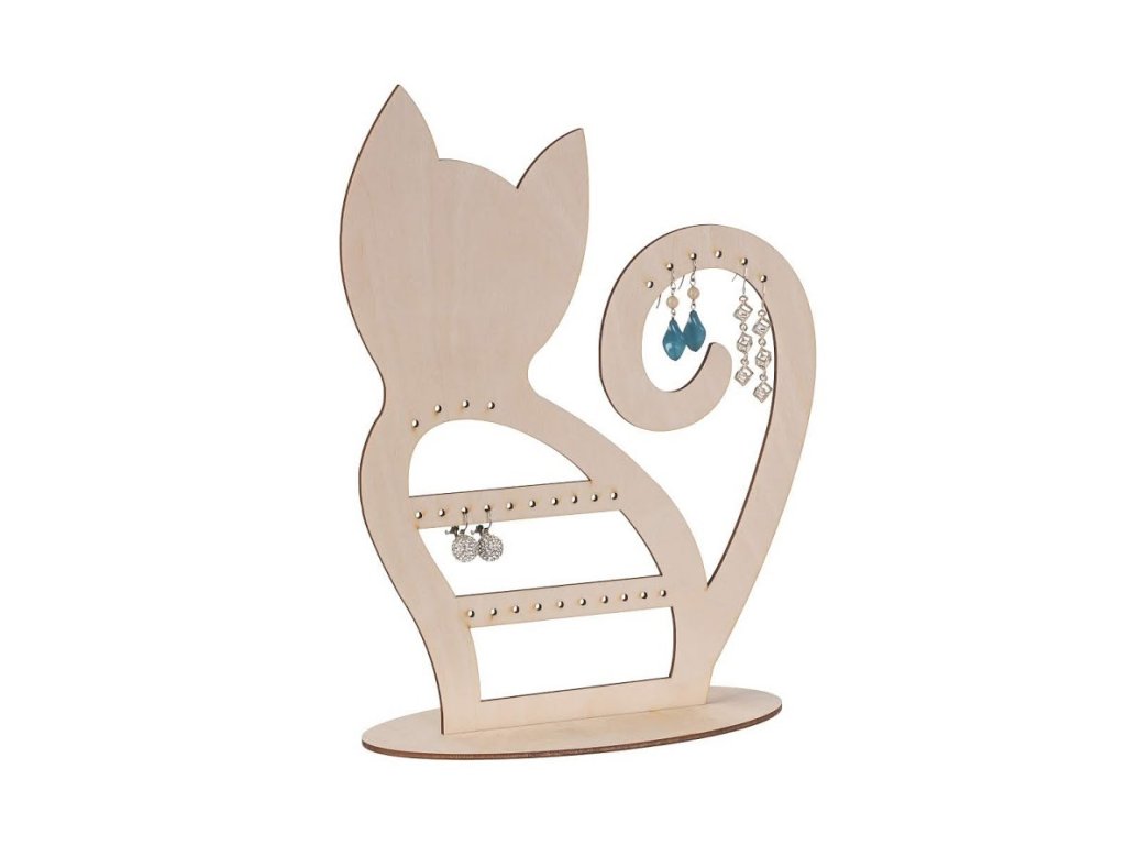Dřevěná kočka na šperky
