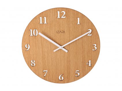 IZARI dubové numerické hodiny 34 cm - bílé ručičky