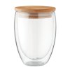 Dvoustěnná sklenice s bambusovým víkem - 350 ml