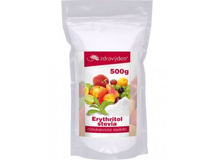 AKCE Erythritol, stevia nízkokalorické sladidlo 500g. Min. trv do 2.2.2026  + Při koupi 12 a více kusů 3% Sleva