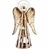 Anděl Patin s trubkou, svícen plechový zlatý 35 cm