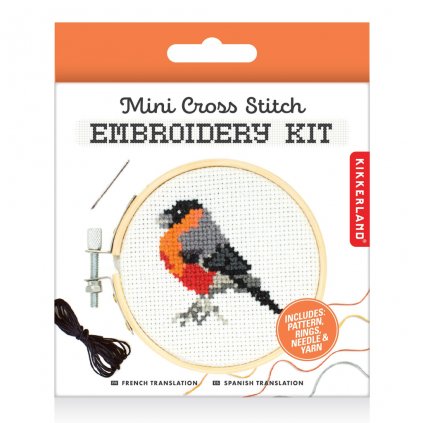 kikkerland emboidery kit bird gg180 pkg