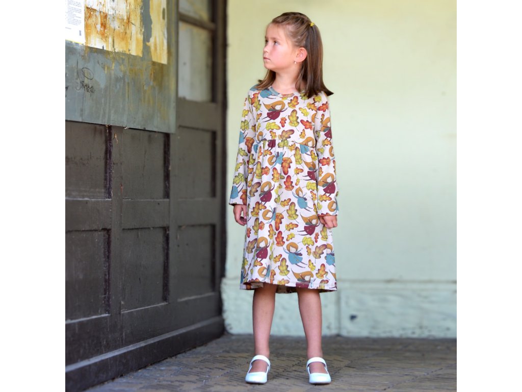 Organická bavlna šaty dlouhý rukáv dětské Dubánci