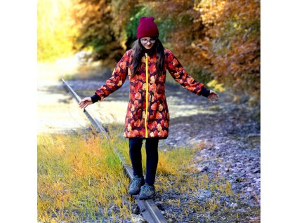 Dívčí zateplený softshellový kabát Stromy na hnědé
