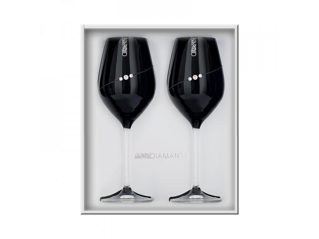 Sklenice na bílé víno přátelská souprava Silhouette black - 2 ks. Swarovski