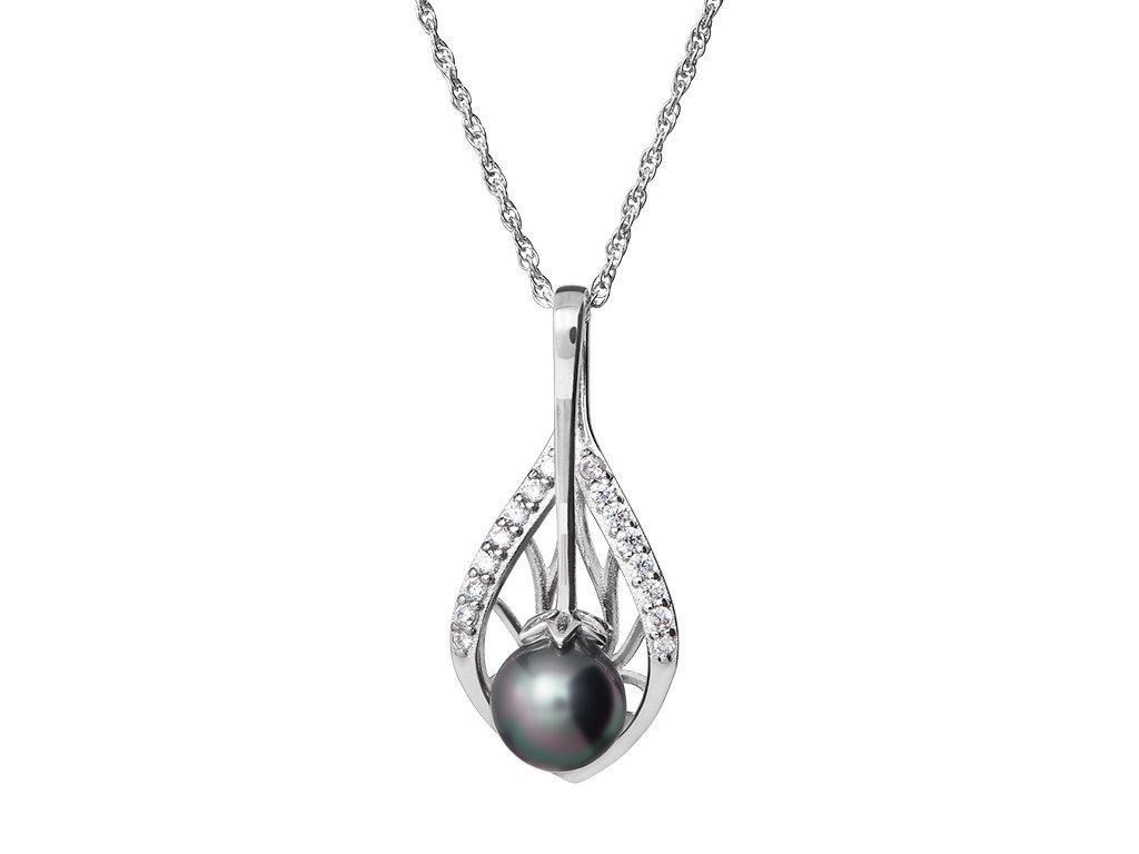 Stříbrný přívěsek Touch of Luxury s černou říční perlou Preciosa 5209 20