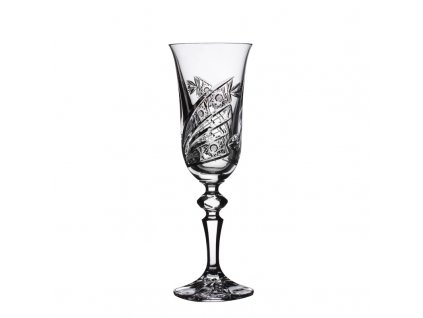 Broušené sklenice na šampaňské-flétny Bohemia Crystal Laura. 6 ks. brus Kometa.