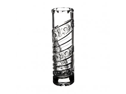 Broušená skleněná váza válec Bohemia Crystal 80121/180mm. Moderní brus Kometa.