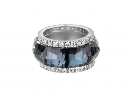 Stříbrný prsten De Luxe s českým křišťálem Preciosa - černý 6760 40