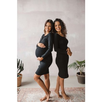 Těhotenské a kojící šaty žebrované Tummy milk & love černá XL