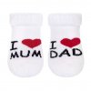 Kojenecké froté ponožky New Baby bílé I Love Mum and Dad 56 (0-3m)