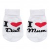 Kojenecké bavlněné ponožky New Baby I Love Mum and Dad bílé 56 (0-3m)
