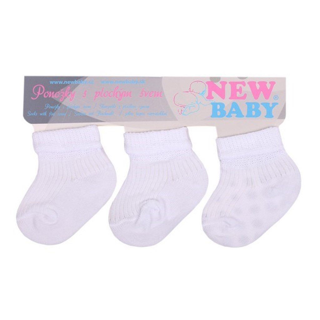 Dojčenské pruhované ponožky New Baby biele  - 3ks 62 (3-6m)