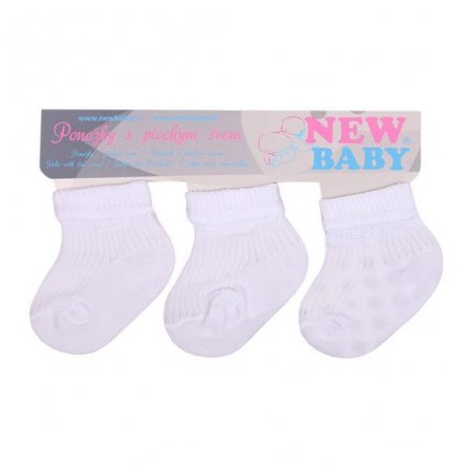 Dojčenské pruhované ponožky New Baby biele  - 3ks 56 (0-3m)