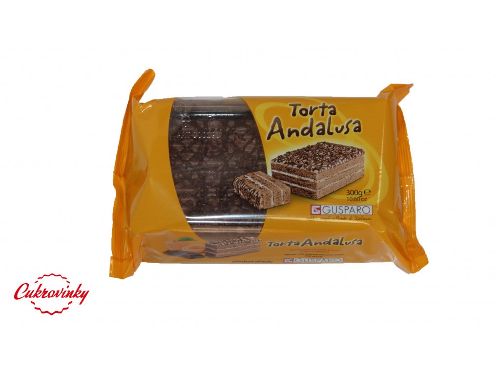 Torta Andaluzia - piškótové pečivo plnené náplňou s odtučneným kakaom a marhuľovým pyré -cukrovinky.sk