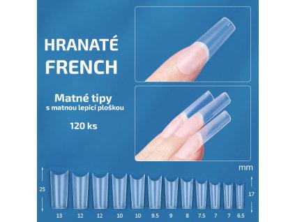 Hranaté french - matné tipy na nehty; 120 ks
